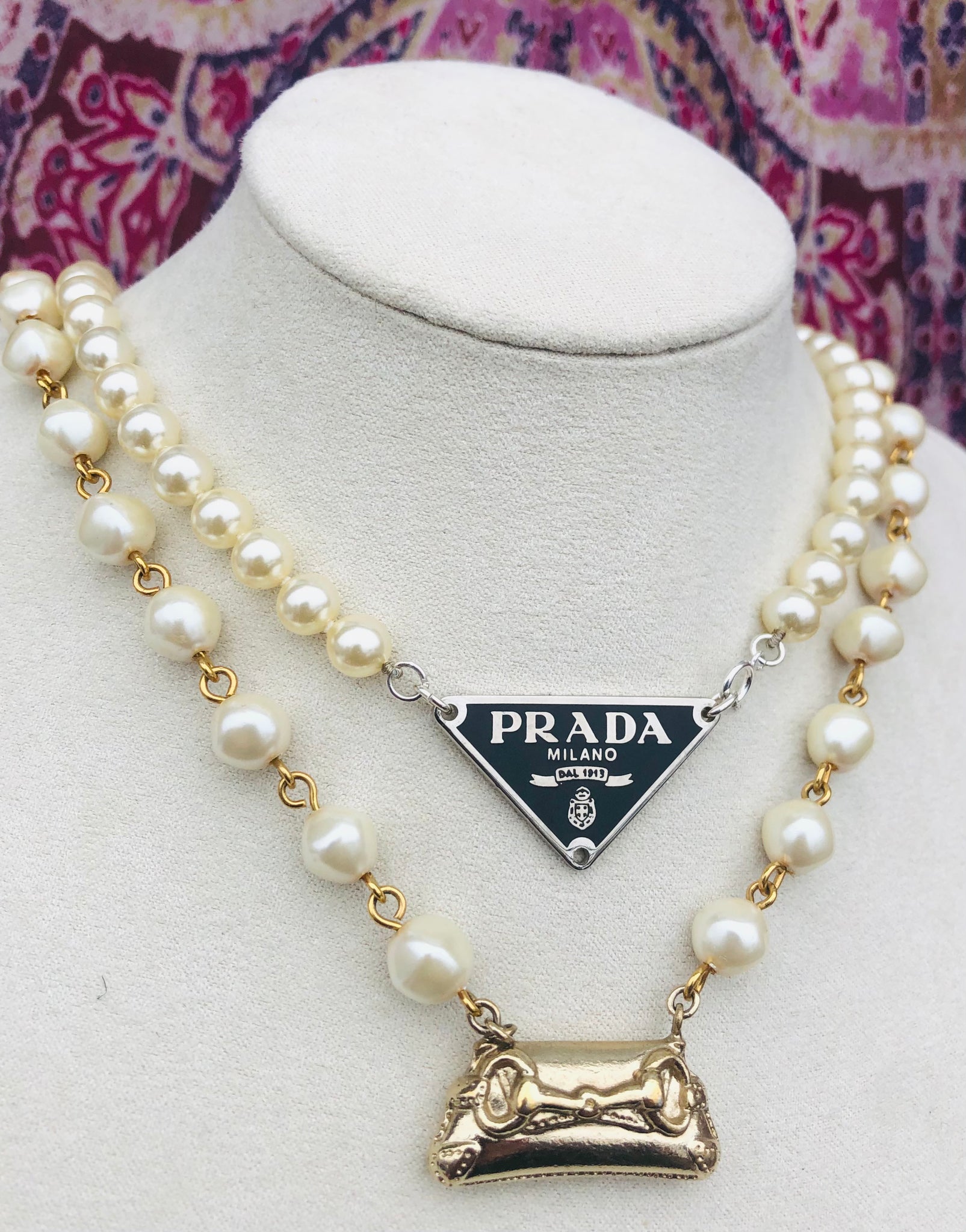Silver & Black Prada Repurposed Fresh Water Pearls Necklace –  DesignerJewelryCo