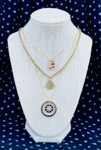 Load image into Gallery viewer, Repurposed Louis Vuitton Cut-Out Logo Charm Crystal Cerises Necklace
