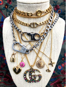 Repurposed Louis Vuitton Keychain Clasp Vintage Necklace