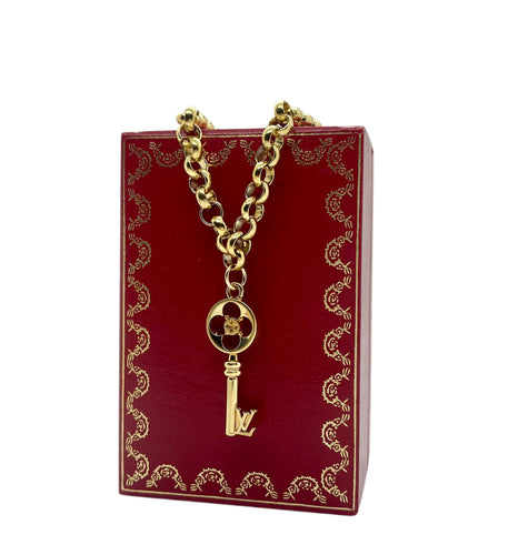 Repurposed Gold Louis Vuitton Rare Key Charm Necklace
