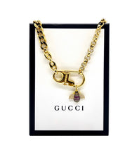 Load image into Gallery viewer, Repurposed Gucci Keychain Clasp &amp; Bee Charm Asymmetrical Chain Necklace
