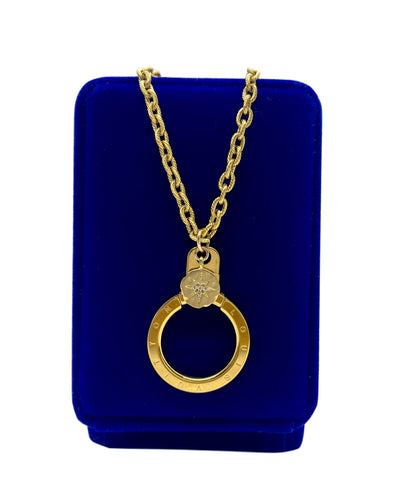Repurposed Louis Vuitton Keychain Ring & Crystal Star Charm Necklace