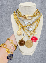 Load image into Gallery viewer, Repurposed Navy &amp; Gold Louis Vuitton Trunks &amp; Bags Vintage Bracelet
