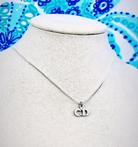Repurposed X-Small Christian Dior CD Silver Necklace