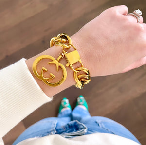 Repurposed 1990’s Interlocking GG Gucci Charm Chunky Bracelet