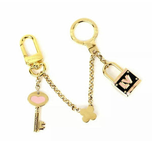 *Very Rare* Repurposed Pink & Gold Louis Vuitton Heart/Key Charm Necklace