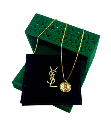 Repurposed Yves Saint Laurent Vintage Button Charm Necklace