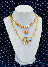 Load image into Gallery viewer, Repurposed Two~Tone Red Enameled Iconic Medusa Vintage Necklace