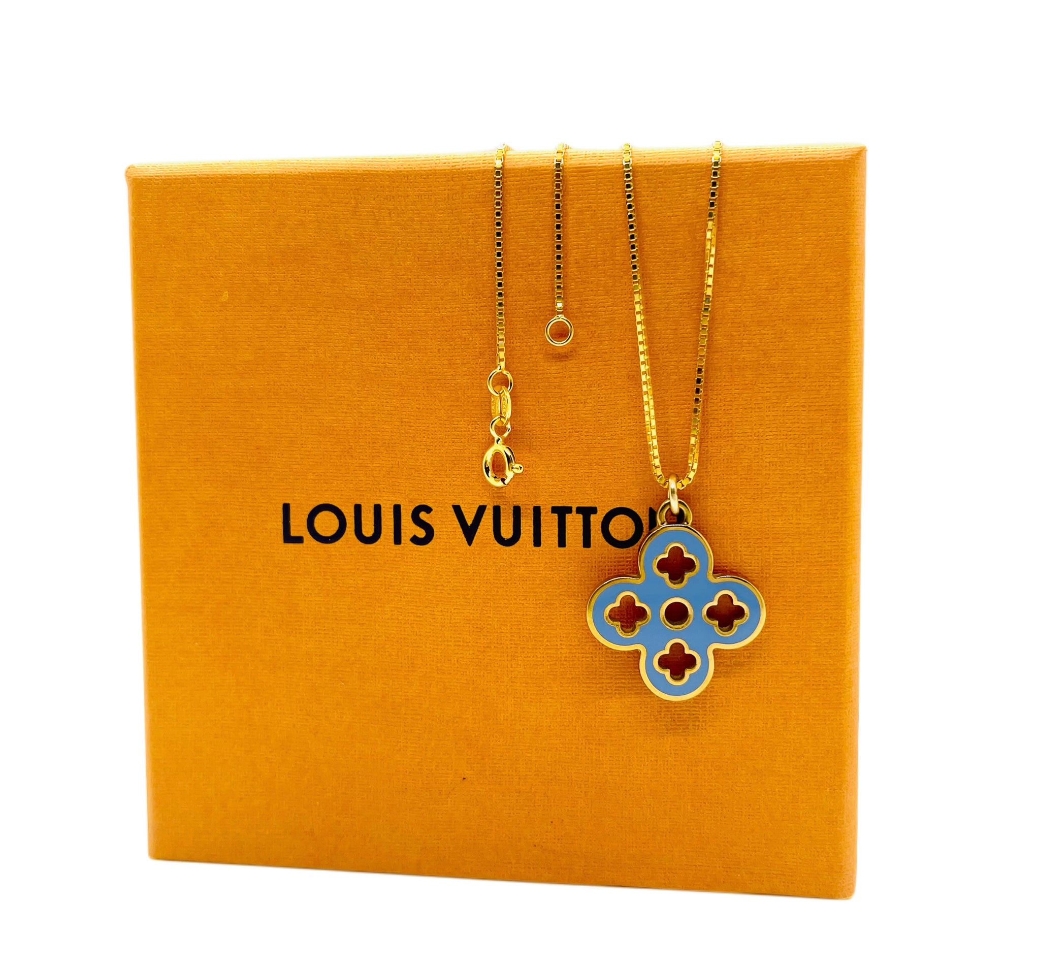 Repurposed Tangerine & Ocean Blue Medium Louis Vuitton Flower Cut