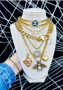 Large Repurposed Gucci Bee Charm Pearl Necklace