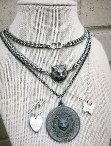 Repurposed Gucci Medium Heart  Sterling Silver Toggle Clasp Necklace