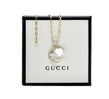 Load image into Gallery viewer, Repurposed Gucci Star &amp; Moon Sterling Silver Charm Necklace