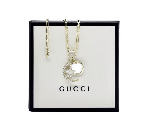 Repurposed Gucci Star & Moon Sterling Silver Charm Necklace