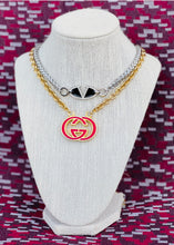Load image into Gallery viewer, Repurposed Red Enameled &amp; Gold Interlocking GG 90’s Vintage Gucci Necklace