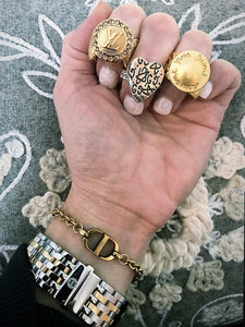 Repurposed Yves Saint Laurent Matte Gold Adjustable Ring