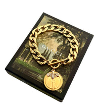 Load image into Gallery viewer, Repurposed Gucci Vintage Coin &amp; Crystal Bee Charm Bracelet