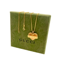 Load image into Gallery viewer, Repurposed Gucci Hardware Tag and Heart Charm Necklace
