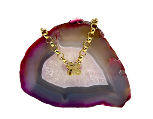 *Very Rare* Repurposed Louis Vuitton Magnetic Signature Flower Necklace