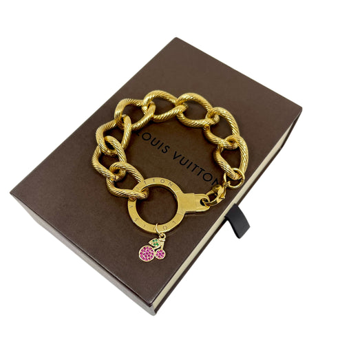 Repurposed Louis Vuitton Keyring & Cerises Charm Bracelet