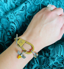 Load image into Gallery viewer, Repurposed Gucci Keychain Clasp &amp; Bee Charm Two~Tone Bracelet