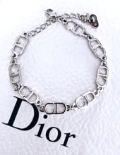 Load image into Gallery viewer, Repurposed X-Small Christian Dior CD Silver Necklace
