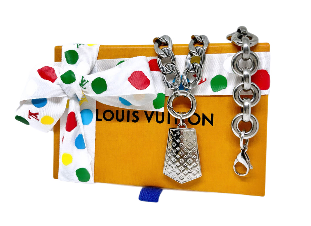 Repurposed X~Large Louis Vuitton Tag Charm *Convertible* Necklace/Bracelet