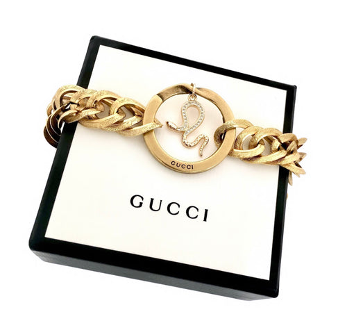 Repurposed Floating Crystal Snake Gucci Ring Toggle Bracelet