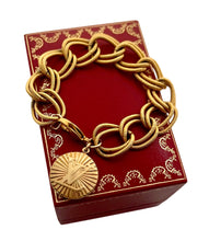 Load image into Gallery viewer, Repurposed Gold Louis Vuitton Sunburst Charm Bracelet