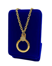Load image into Gallery viewer, Repurposed Louis Vuitton Keychain Ring &amp; Crystal Star Charm Necklace