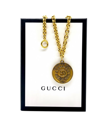 Repurposed Large Interlocking GG “Blind for Love 1921” Reversible Coin Necklace