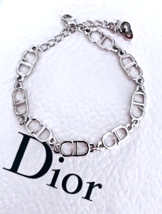 Repurposed Dior Cut-Out Charm Silver Chocker