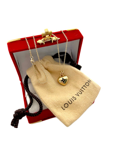 Repurposed Louis Vuitton Heart Charm Necklace