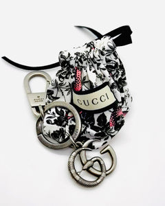 Repurposed Silver Gucci Keychain Clasp & Removable Heart Charm Necklace