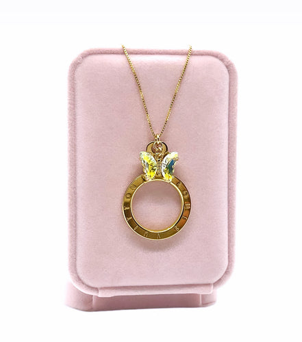 Repurposed Louis Vuitton Keyring & Irisdicent Butterfly Charm Necklace