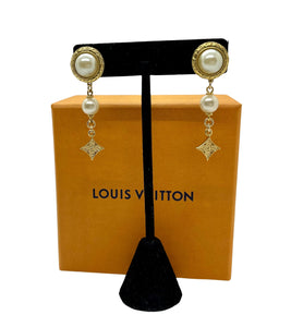 Repurposed Louis Vuitton Textured  Monogram Flower Vintage Earrings