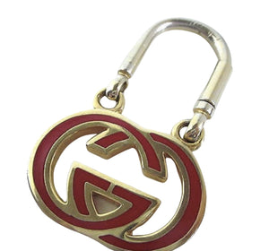 Repurposed Red Enameled & Gold Interlocking GG 90’s Vintage Gucci Necklace