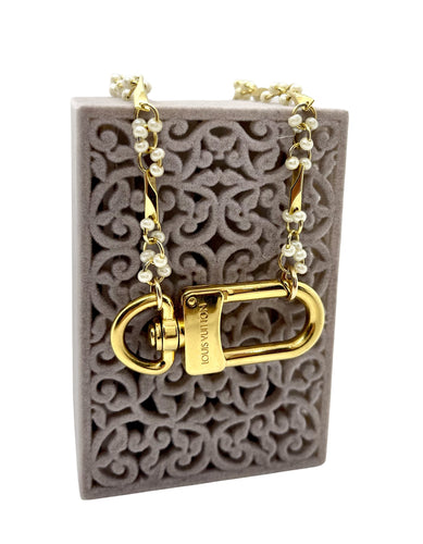 Repurposed Louis Vuitton Keychain Clasp Vintage Necklace