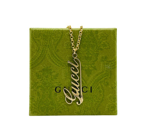 Repurposed Gucci Cursive Charm & Removable Crystal Bee Necklace
